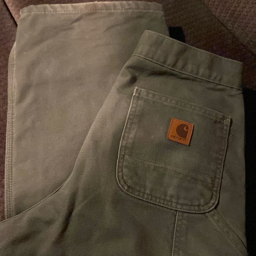Carhartt flannel lined cargo pants 30x32. Some wear on the bottom cuff as shown.